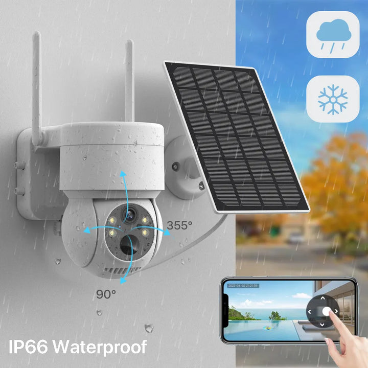 Camera SolarRest Connect Outdoor Wireless Solar IP Camera 4MP HD Built-in Video Surveillance Camera Standby iCsee AP