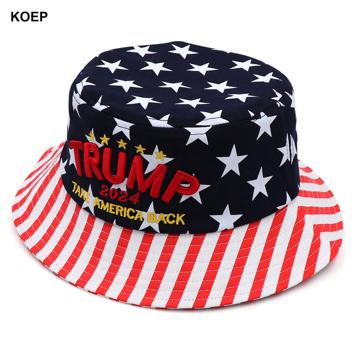 MAGA Bucket Hat Trump 2024 Flag Cap Take America Back Donald Trump Unisex Outdoor Sun Hat